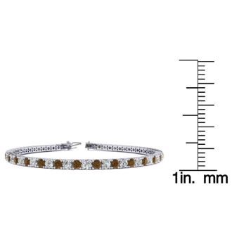 5 Carat Chocolate Bar Brown Champagne And White Diamond Tennis Bracelet In 14 Karat White Gold, 9 Inches
