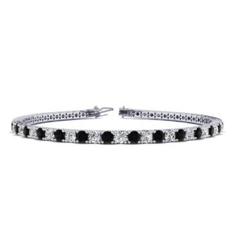 3 1/2 Carat Black And White Diamond Tennis Bracelet In 14 Karat White Gold, 6 1/2 Inches