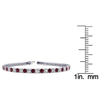 Garnet Bracelet: Garnet Jewelry: 4 Carat Garnet And Diamond Tennis Bracelet In 14 Karat White Gold, 6 1/2 Inches