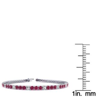 Ruby Bracelet; Ruby Tennis Bracelet; 6 Carat Ruby And Diamond Alternating Tennis Bracelet In 14 Karat White Gold