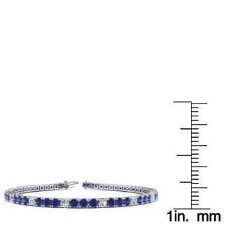 5 Carat Tanzanite And Diamond Alternating Tennis Bracelet In 14 Karat White Gold, 7 Inches