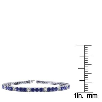 5 1/4 Carat Tanzanite And Diamond Alternating Tennis Bracelet In 14 Karat White Gold, 7 1/2 Inches