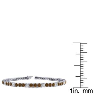 4 Carat Chocolate Bar Brown Champagne And White Diamond Alternating Tennis Bracelet In 14 Karat White Gold, 7 Inches