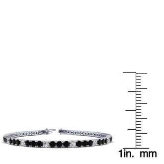 4 1/4 Carat Black And White Diamond Alternating Tennis Bracelet In 14 Karat White Gold, 7 1/2 Inches