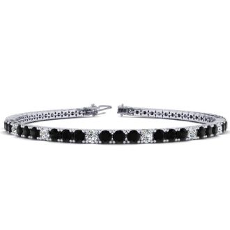 4 3/4 Carat Black And White Diamond Alternating Tennis Bracelet In 14 Karat White Gold, 8 1/2 Inches