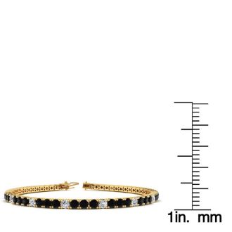 4 Carat Black And White Diamond Alternating Tennis Bracelet In 14 Karat Yellow Gold, 7 Inches
