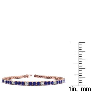 5 Carat Sapphire And Diamond Alternating Tennis Bracelet In 14 Karat Rose Gold, 7 Inches
