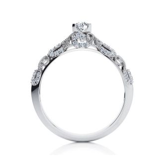 1/2 Carat Vintage Diamond Engagement Ring In 14 Karat White Gold
