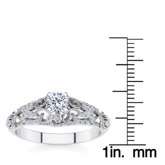 1/2 Carat Vintage Diamond Engagement Ring In 14 Karat White Gold