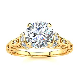 1 1/4 Carat Vintage Diamond Engagement Ring In 14 Karat Yellow Gold