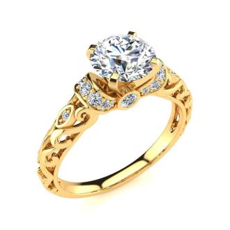 1 1/4 Carat Vintage Diamond Engagement Ring In 14 Karat Yellow Gold