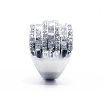 2 Carat Baguette and Round Diamond Band Ring In Sterling Silver. This Is A Wide, Amazing, Gorgeous Diamond Band Ring!