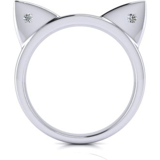 Diamond Accent Cat Ears Ring In White Gold Over Sterling Silver