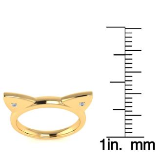 Diamond Accent Cat Ears Ring In Yellow Gold Over Sterling Silver