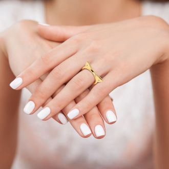 Diamond Accent Cat Ears Ring In Yellow Gold Over Sterling Silver