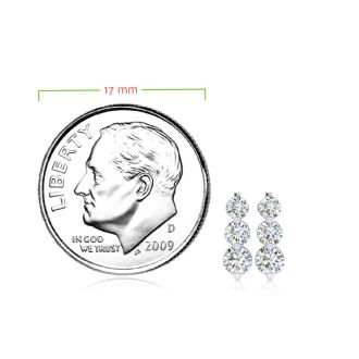 Diamond Drop Earrings: 1/4ct Three Diamond Graduated Drop Earrings In 14K White Gold