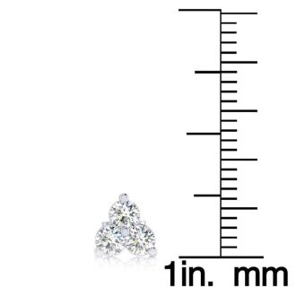 1/2ct Three Diamond Triangle Stud Earrings In 14K White Gold