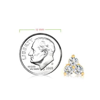 1ct Three Diamond Triangle Stud Earrings In 14K Yellow Gold