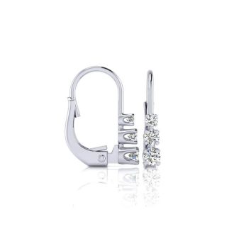 Diamond Drop Earrings: 1/4ct Three Diamond Leverback Earrings In 14K White Gold