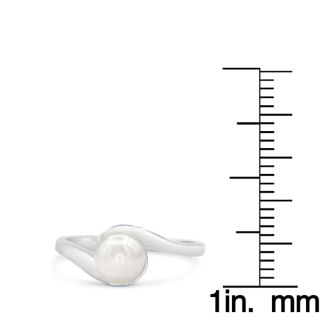 Round Freshwater Cultured Pearl Ring In 14 Karat White Gold
