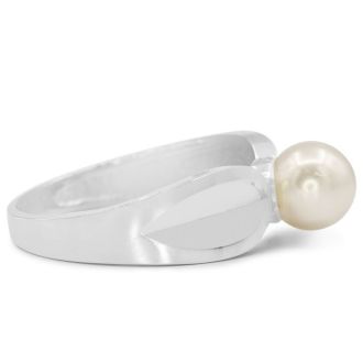 Round Freshwater Cultured Pearl Ring In 14 Karat White Gold