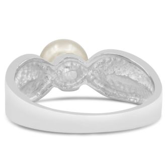 Round Freshwater Cultured Pearl Ring In 14 Karat White Gold