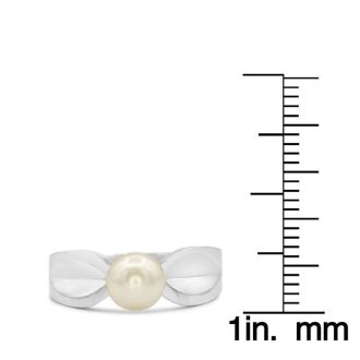 Round Freshwater Cultured Pearl Ring In 14 Karat White Gold
