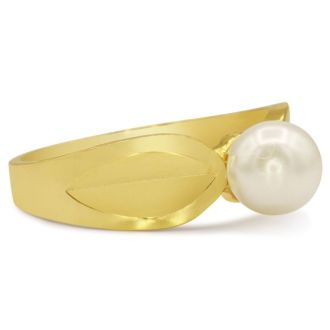 Round Freshwater Cultured Pearl Ring In 14 Karat Yellow Gold
