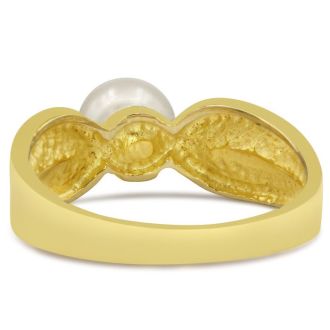 Round Freshwater Cultured Pearl Ring In 14 Karat Yellow Gold