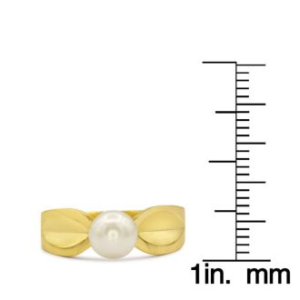Round Freshwater Cultured Pearl Ring In 14 Karat Yellow Gold