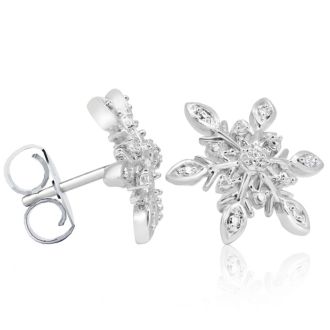 Diamond snowflake stud earrings deals