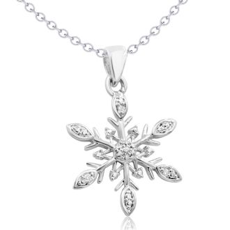 Diamond Snowflake Necklace, 18 Inches.  So Pretty And Perfect For Fall, Winter and Christmas!