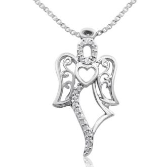 Diamond Accent Angel Heart Necklace, 18 Inches