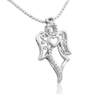 Diamond Accent Angel Heart Necklace, 18 Inches