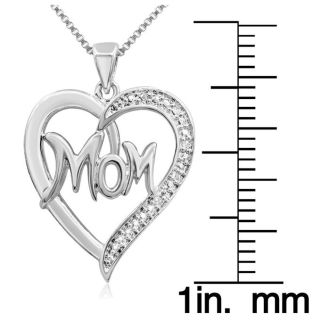 HN Jewels Diamond Accent .925 SterlingMOM Heart Pendant Necklace 18 Mothers Day Gift