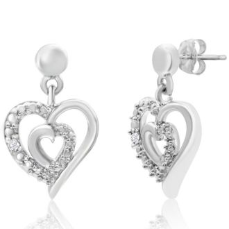 Diamond Accent Heart Dangle Earrings