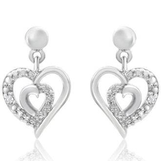 Diamond Accent Heart Dangle Earrings