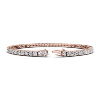 3 Carat Diamond Tennis Bracelet In 14 Karat Rose Gold, 7 Inches