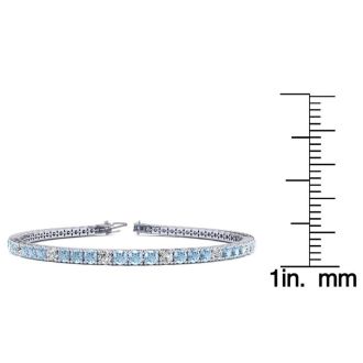 Aquamarine Bracelet: Aquamarine Jewelry: 2 2/3 Carat Aquamarine And Diamond Alternating Tennis Bracelet In 14 Karat White Gold, 7 Inches