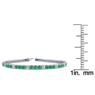4 1/4 Carat Emerald And Diamond Alternating Tennis Bracelet In 14 Karat White Gold, 8 Inches