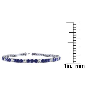 2 3/4 Carat Tanzanite And Diamond Alternating Tennis Bracelet In 14 Karat White Gold, 9 Inches