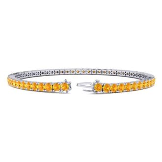 2 3/4 Carat Citrine Tennis Bracelet In 14 Karat White Gold, 6 Inches