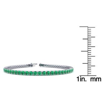 4 Carat Emerald Tennis Bracelet In 14 Karat White Gold, 7 Inches