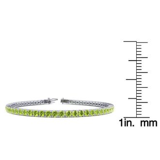 3 Carat Peridot Tennis Bracelet In 14 Karat White Gold, 6 1/2 Inches