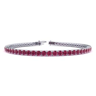 Ruby Bracelet; Ruby Tennis Bracelet; 6 Carat Ruby Tennis Bracelet In 14 Karat White Gold