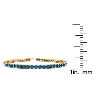 3 1/2 Carat Blue Diamond Tennis Bracelet In 14 Karat Yellow Gold, 9 Inches