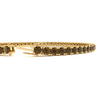 3 Carat Chocolate Bar Brown Champagne Diamond Tennis Bracelet In 14 Karat Yellow Gold, 8 Inches