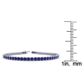 5 Carat Sapphire Tennis Bracelet In 14 Karat White Gold, 9 Inches