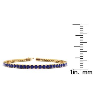 3 3/4 Carat Sapphire Tennis Bracelet In 14 Karat Yellow Gold, 6 1/2 Inches