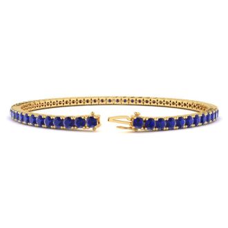 5 Carat Sapphire Tennis Bracelet In 14 Karat Yellow Gold, 9 Inches